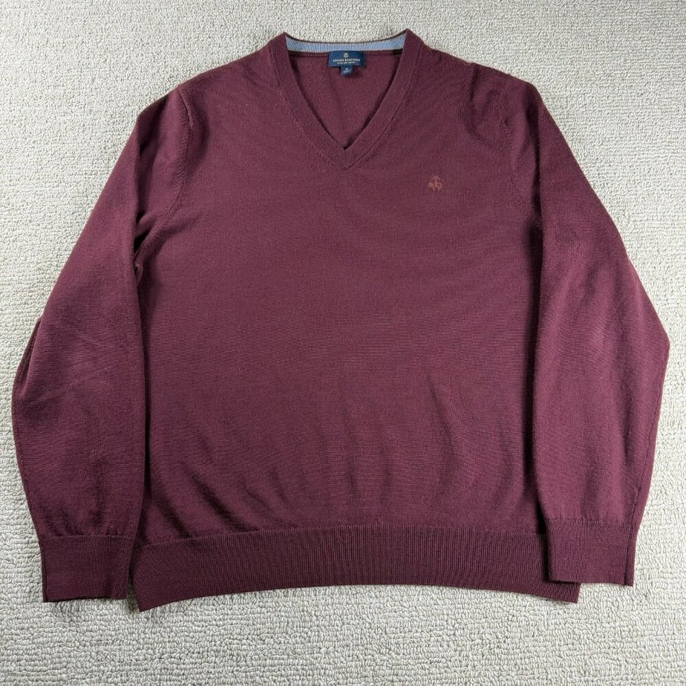Brooks Brothers Extra Fine Merino Wool V-Neck Sweater Maroon Men’s Size XL